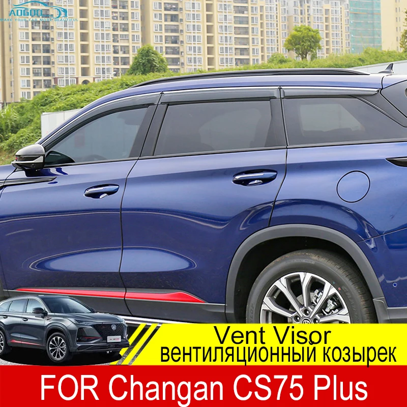 For Changan CS75 Plus 2021 2022 Accessories Window Visor Sun Rain Wind Deflector Awning Shield Vent Guard Shade Cover Trim