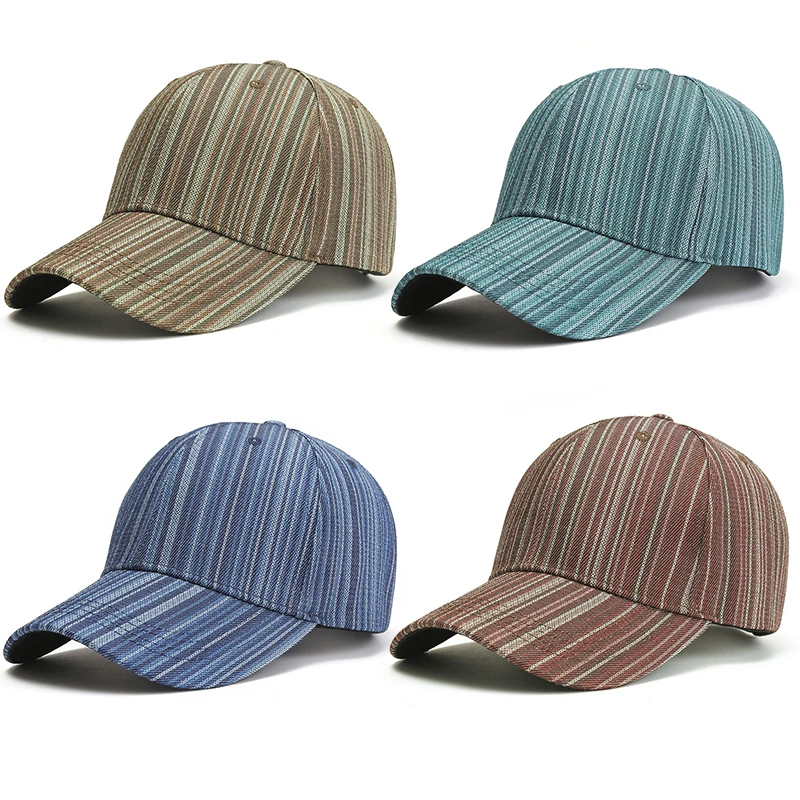 

New Outdoor Stripe Baseball Cap For Women Men Summer Fashion Adjustable Visors Caps Unisex Casual Snapback Hat Sport Hip Hop Hat