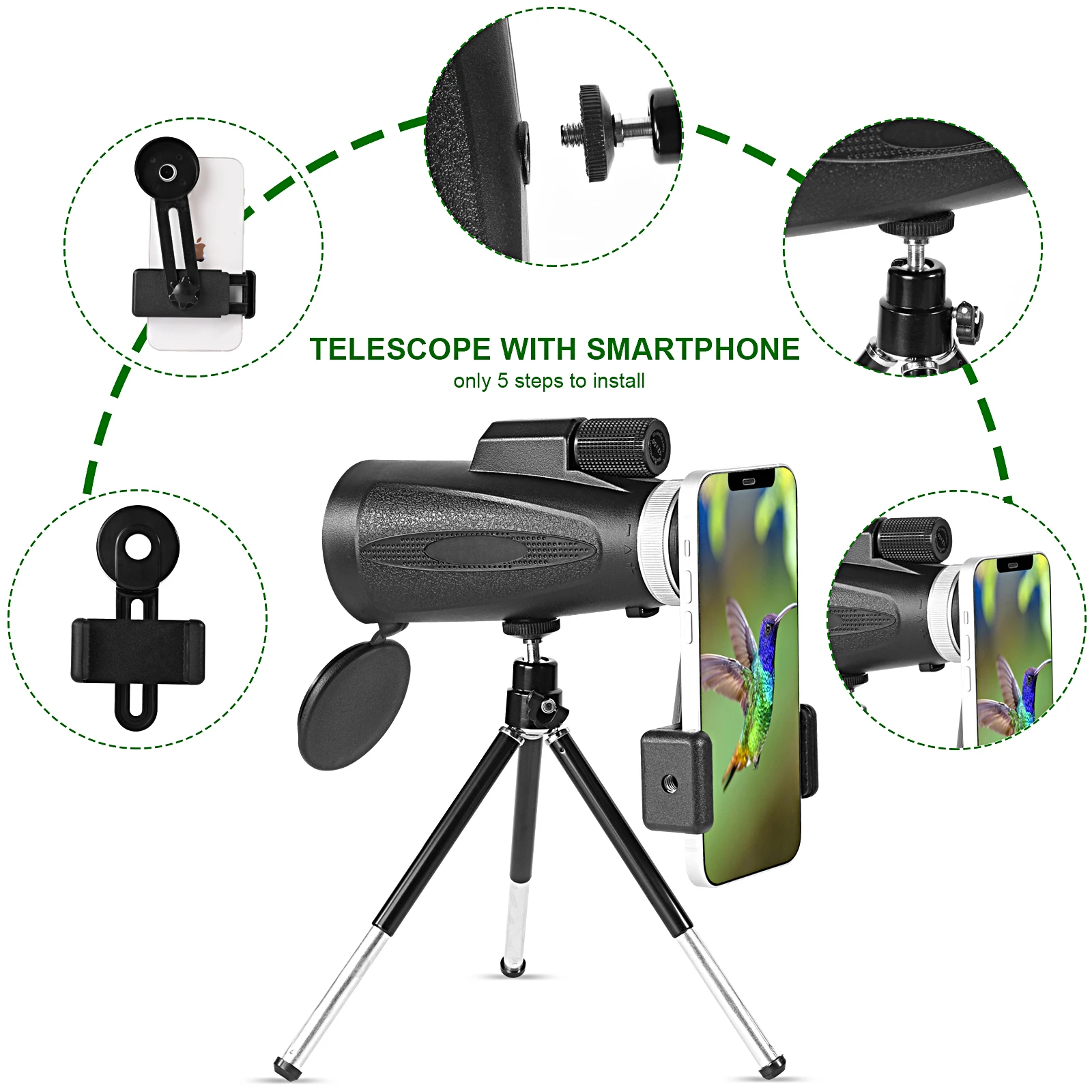 Monocular Dual Focus Optics Zoom Telescope 12X50 for Birds Watching Wildlife Hunting Camping BAK-4 Prism Dustproof Waterproof | Дом и сад
