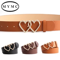 mymc love heart double ring buckle belt female fashion wild ladies student decoration jeans casual pants leather belts waistband
