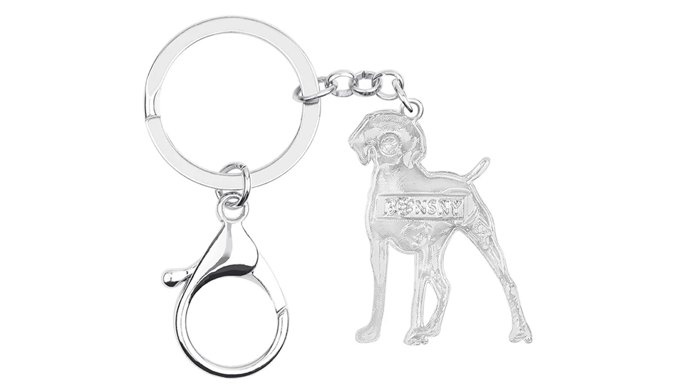 Bonsny Enamel Alloy Rhinestone Floral Doberman Dog Key chains Key Rings Car Purse Bag Decorations Keychains For Women Girls Gift
