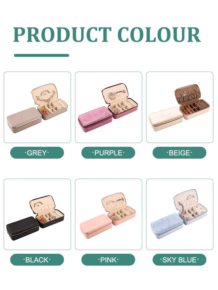 Jewellery Box Women Girls Pink Zipper Storage Gift Jewelry Case Packaging Organizer Leather Earring