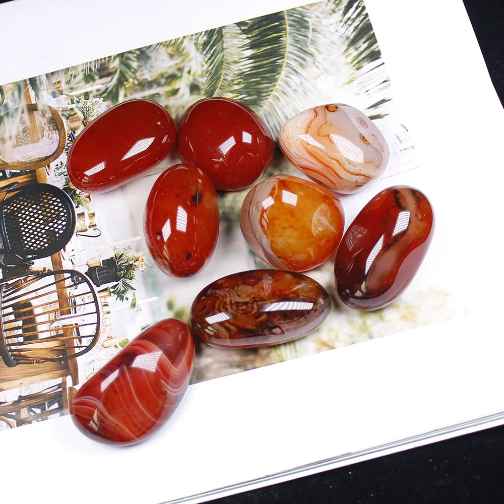 

Red Striped Agates Natural Mineral Crystal Specimen Polished Quartz Healing Decor Material Fishbowl Stone