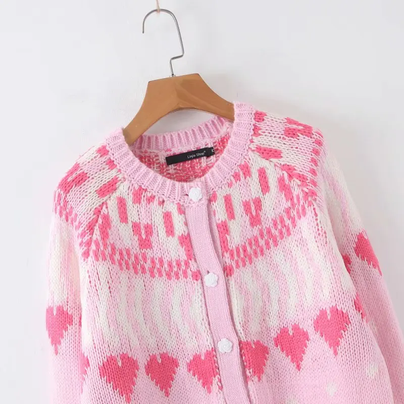 women cardigans winter knitted coat 2019 new fashion flower single button elegant pink thick knitwear femme warm chic sweaters |