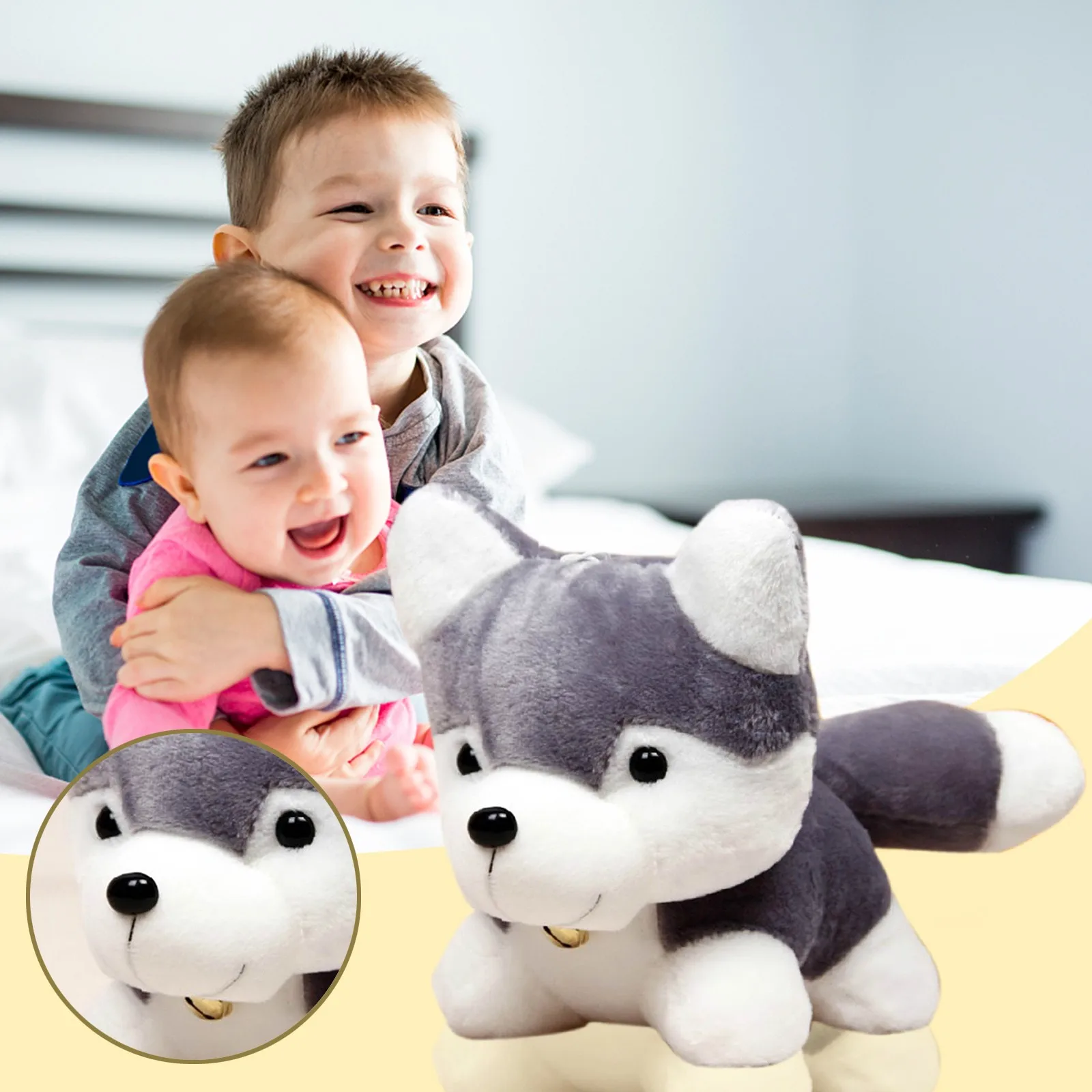 Плюшевая игрушка в виде щенка хаски необычная Строительная мягкие и удобные