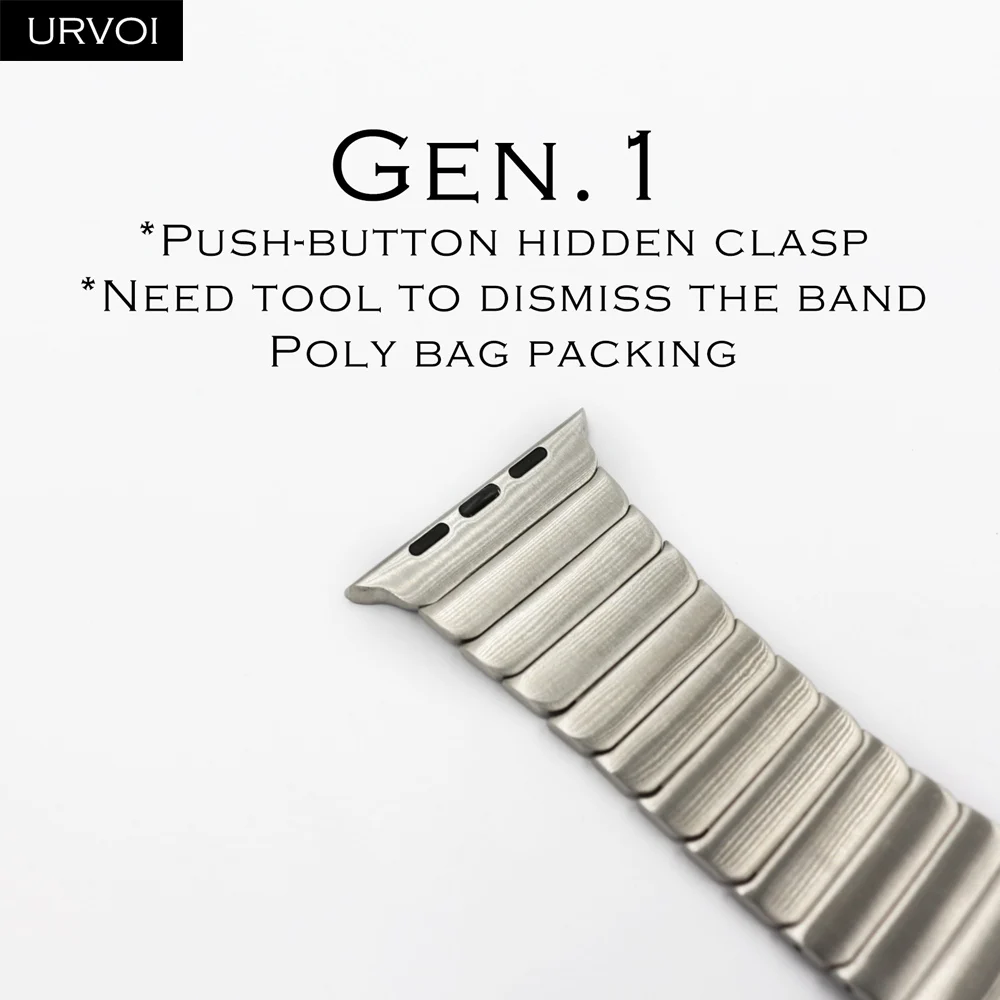 Silver Gen.1st URVOI ремешок для apple watch 4 5 3 2 1 соединяющий ремешок браслета для iWatch 42 44 мм высокого качества из нержавеющей стали регулируемый ремешок Gen.6th - Цвет ремешка: Silver Gen.1st