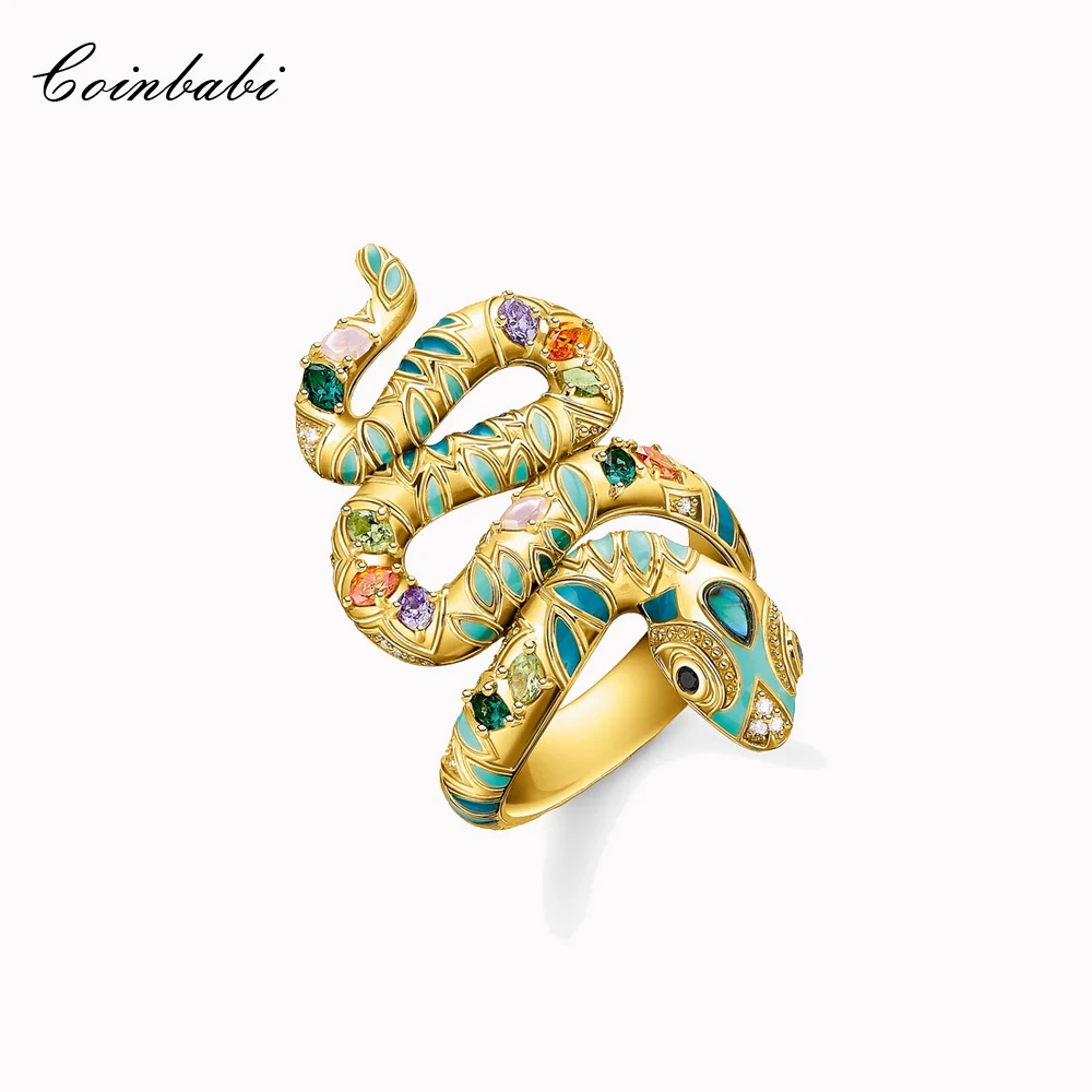 

Pave Ring Golden Snake In 925 Sterling Silver Colorful Stones Resizable 2021 Brand New Fine Women Jewerly Europe Style Bijoux