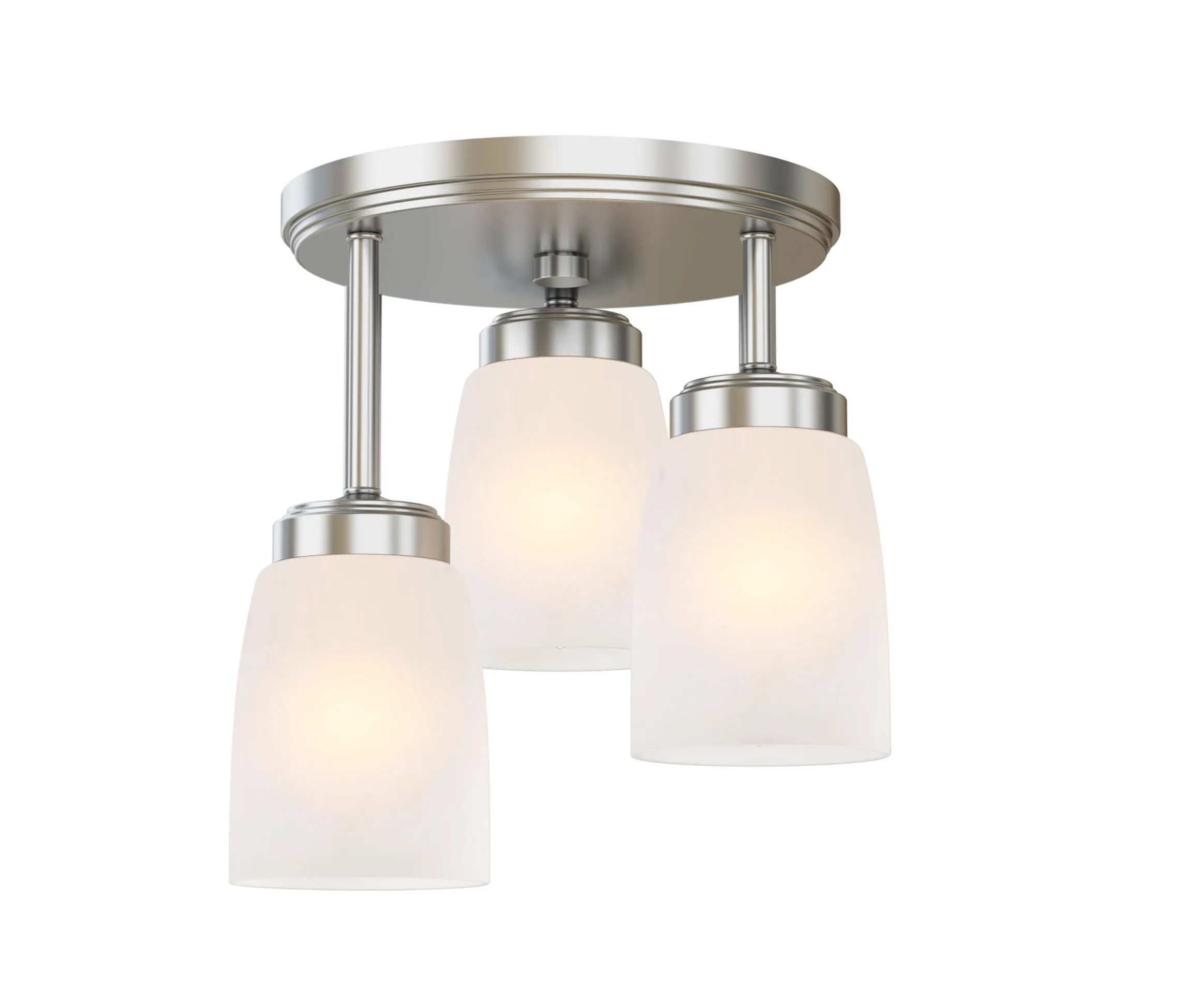 

3-Light Semi Flush Mount Ceiling Lamp With White Glass Shade for Hallway Loft Kitchen Bar Dining Room