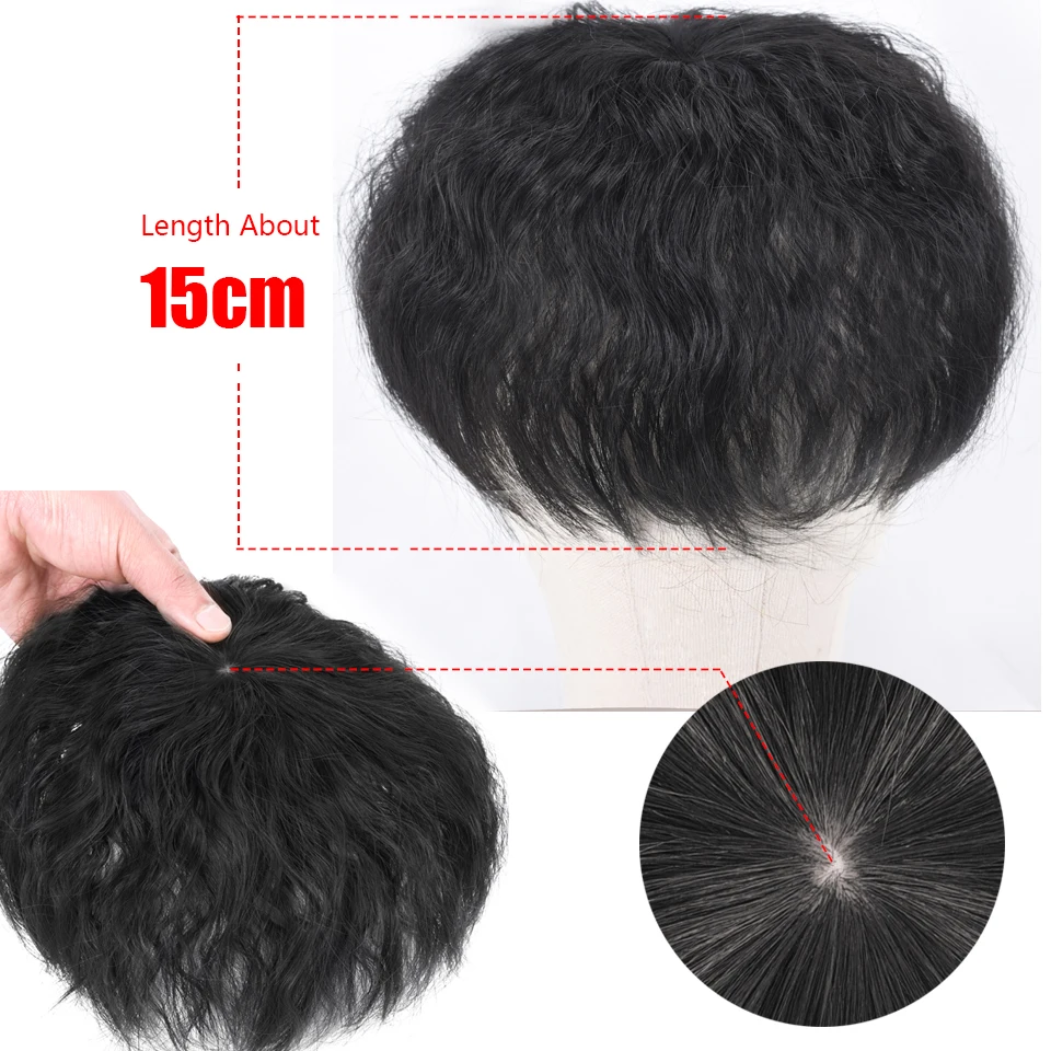 

HUAYA Short Straight Head Top Hair Clip In Hair Extensions Synthetic Hair Hairpiece Natural Invisible Seamless Cover White Hair