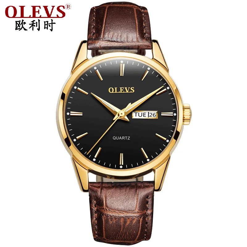 

Eurysys watch non mechanical watch double calendar waterproof quartz watch men's watch men's watch real belt Watch
