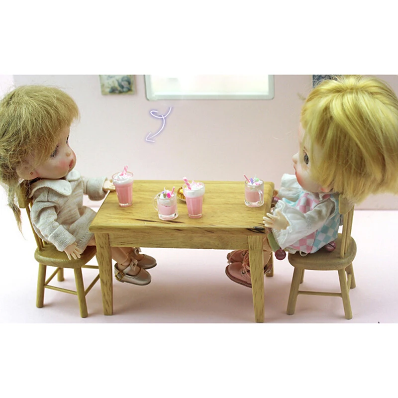 

Hot sale 1:12 Dollhouse Miniature Scene Model Drink Pretend Play Simulation Strawberry Milkshake Doll House Accessories Kids Toy