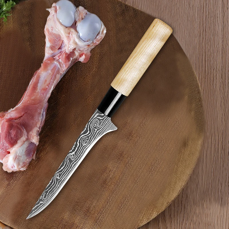 Кухонный нож дамасский профессиональный шеф-повар с лазерным узором 6 дюймов для