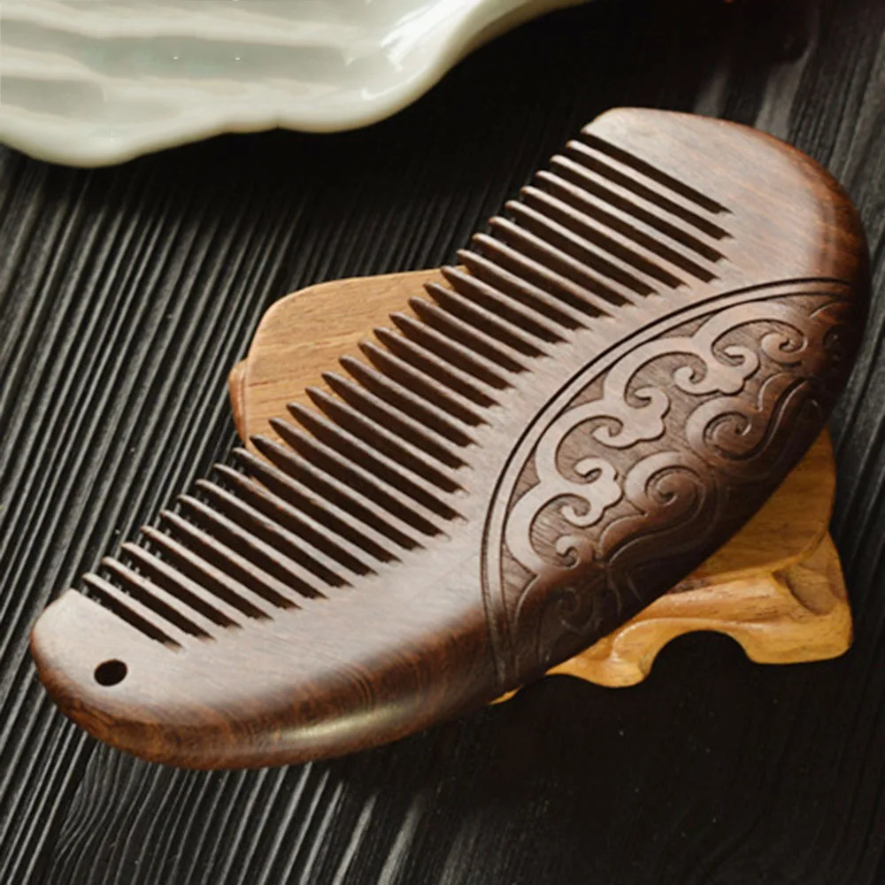 Карманный деревянный гребень натуральный черный золотой сандаловое дерево