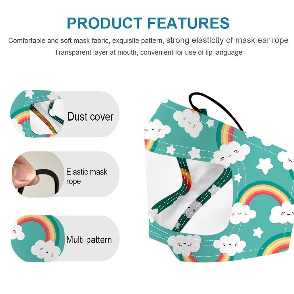 

3Pcs Children Outdoor Masks Clear Window Visible Expression mascarilla masque enfant infantil cubrebocas mascherine mondmasker