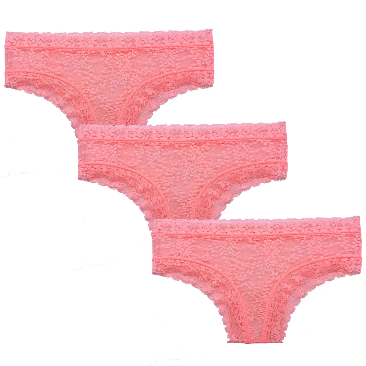 3 шт. бесшовные сексуальные кружевные женские трусики размера плюс оранжевого