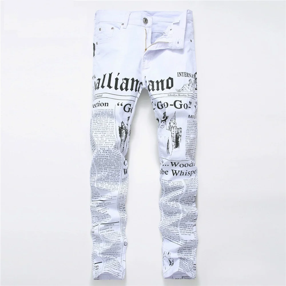 

Biker Men Skinny Jeans Homme 3D Printed Letter Streewear Slim Fit Denim Pants Male Slim Stone Washed Hip Hop Cotton Jeans