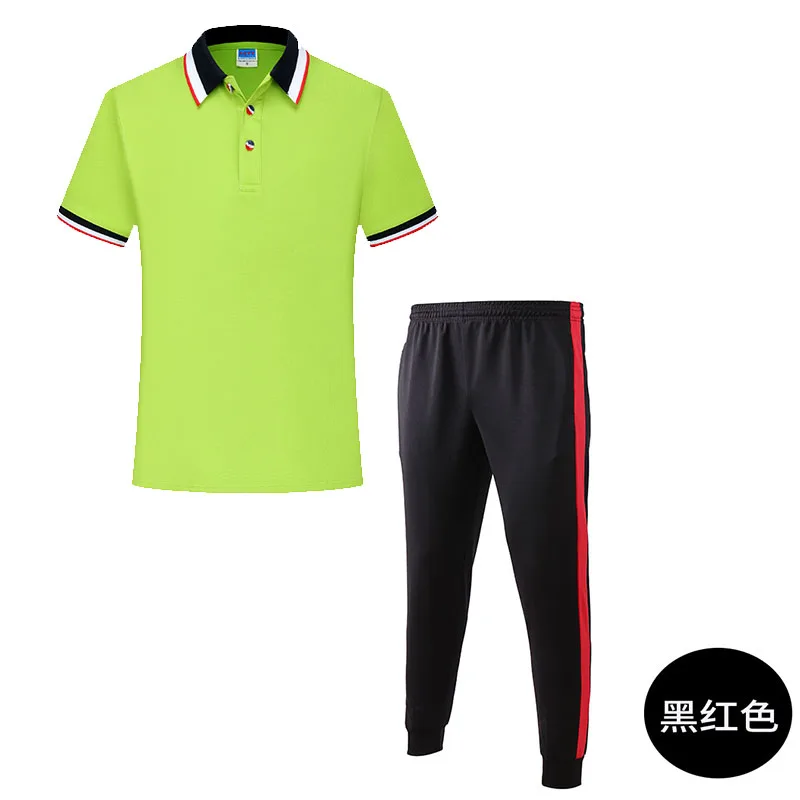 

2021 new polo shirt 2-piece sportswear short sleeve + pants park collar sportswear suit casual sports men's clothing