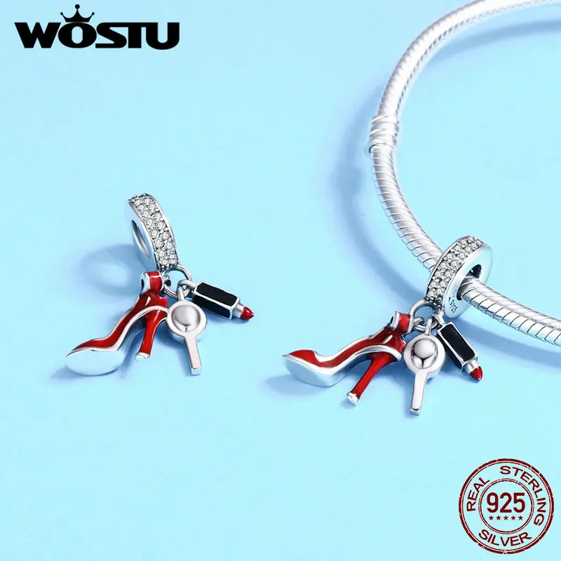 WOSTU 925 Стерлинговое Серебро Фламинго пчела амулеты Ариэль шар кофе девушки бусины