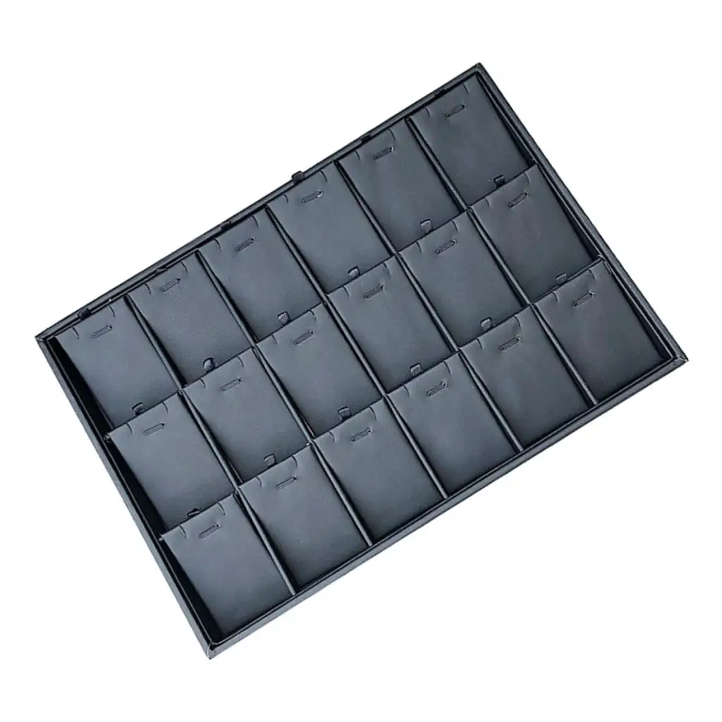 

Black Ring Box Display Stand Storage Case Shop Jewelry Tray 18 Grids