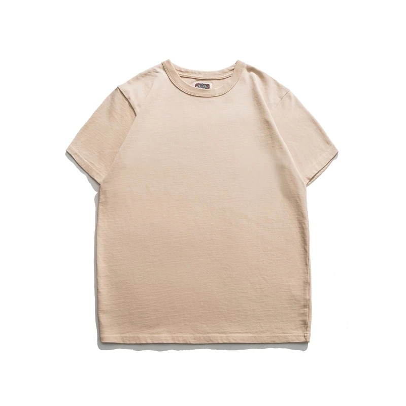 

Men's Short Sleeve Customized T-shirt Double Yarn Cotton Shirt High Quality Japanese Casual O-neck Solid Color