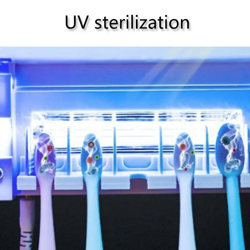 

2021 New UV Toothbrush Sterilizer Holder Family Wall Mount Automatic Toothpaste Dispenser