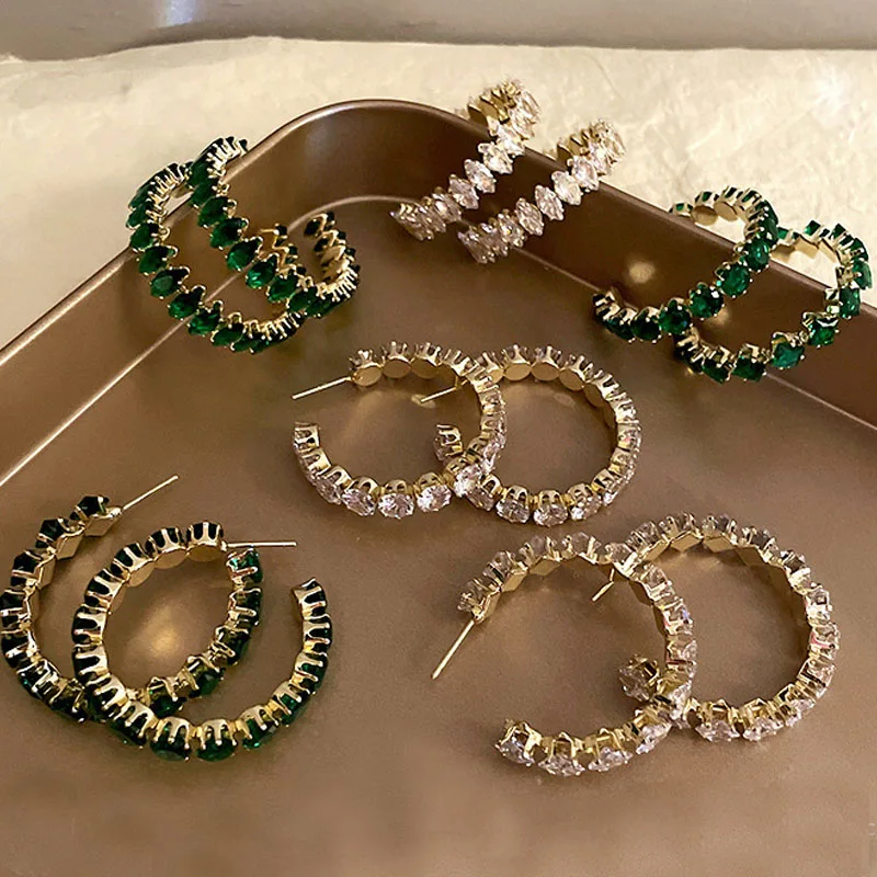 

Diamond Earrings 2022 Trend Stainless Steel New Cubic Zirconia Earring Hoop Earring Fashion Earrings Free Shipping with Stones