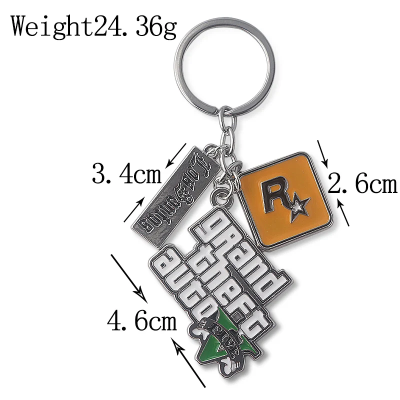 

2021 Summer Hot Sale GTA 5 Keychain Fine Metal Letter High Quality Key Ring Game Lovers Car Motorcycle Backpack Pendant Gift