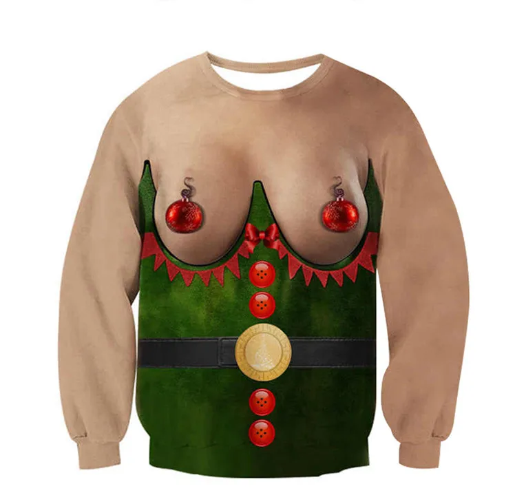 Size A Ugly Christmas Sweater Christmas Novelty Autumn Winter Blouses Clothing Santa Claus Printed Loose Sweater Men Women Pullover - Цвет: Size A