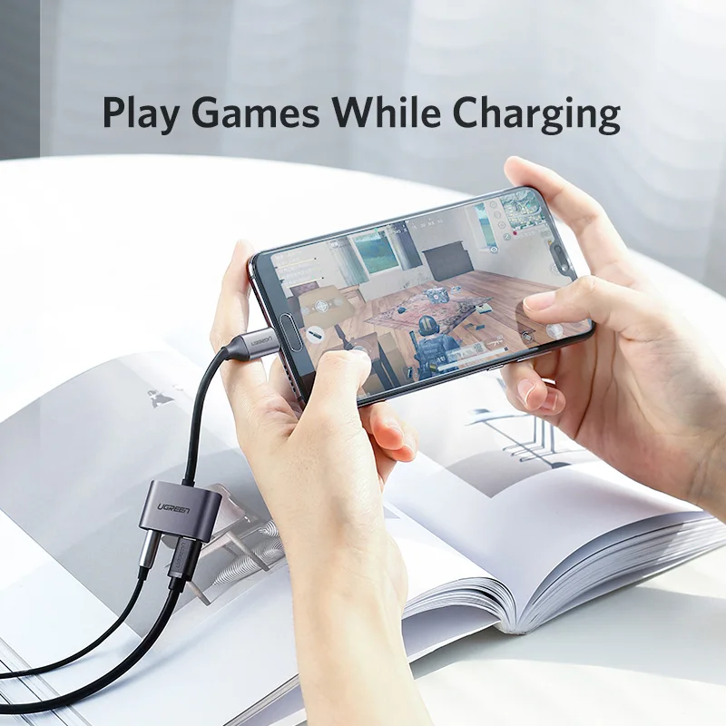 Адаптер для наушников UGREEN 2 в 1 с USB C на 3 5 мм быстрой зарядкой Type аудиокабель