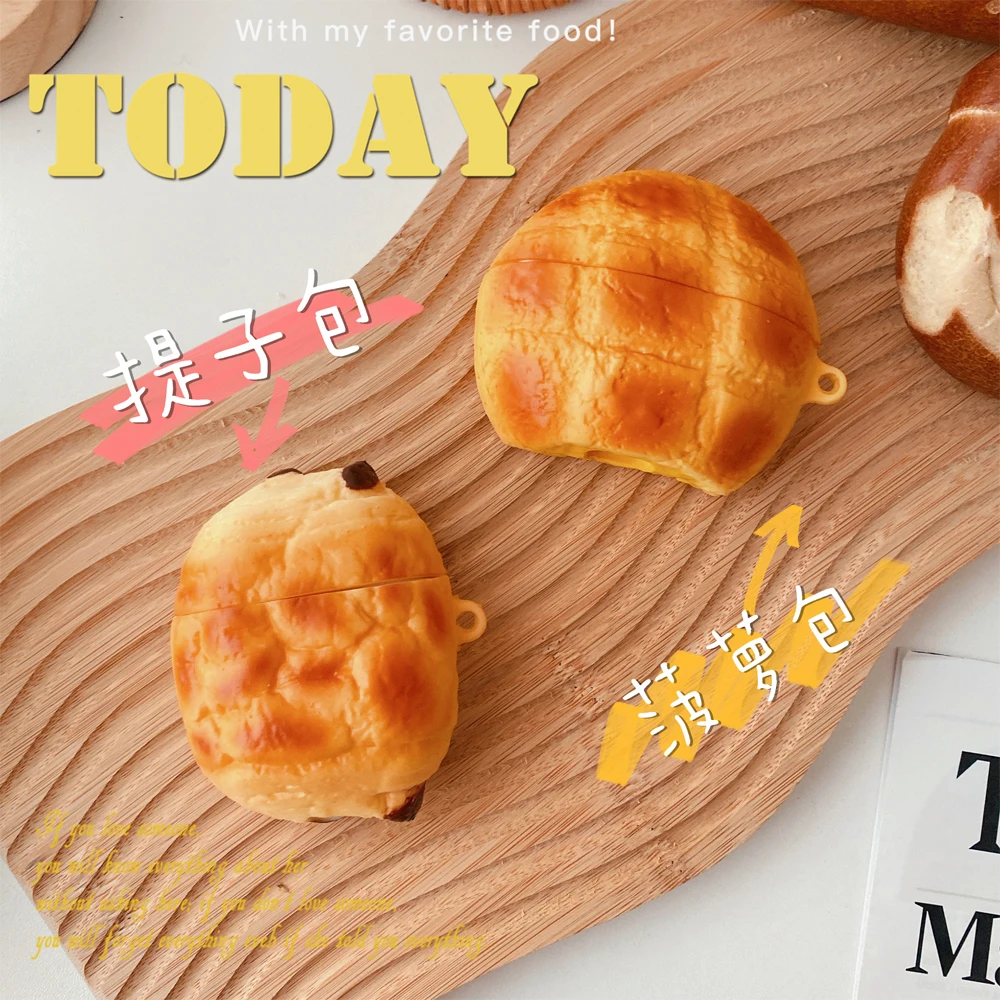 

Чехол для наушников Apple AirPods 1, 2, 3 Pro, мягкий силиконовый чехол с зарядкой, беспроводная Симпатичная модель хлеба 3D с Bluetooth