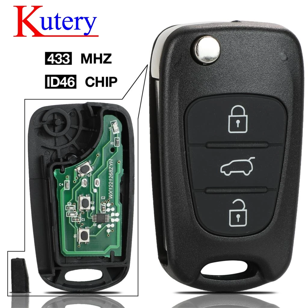 Kutery 433 91 МГц чип ID46 дистанционный Автомобильный ключ для Kia Sportage K2 K3 K5 Soul 3 кнопки