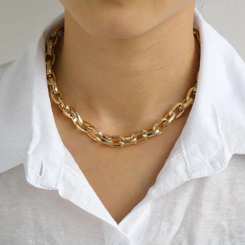 

IPARAM Punk Heavy Metal Big Thick Chain Choker Necklace Women Goth Fashion Jewelry Geometry Chocker Necklace Femme Accessories