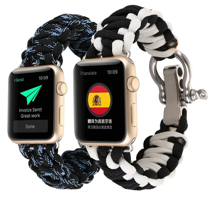 Тканый нейлоновый веревочный ремешок для apple Watch band 4 (iwatch 5) 44 мм 40 watch 3 2 1 42 38
