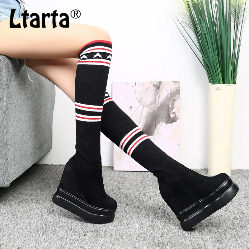 LTARTA/модные полусапожки; зимние вязаные шерстяные обтягивающие сапоги; пикантные Брендовые женские сапоги ZYW-188-2