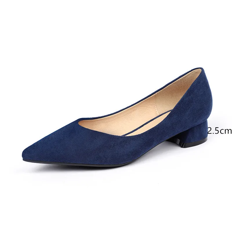 blue2.5cm Женские туфли на высоком каблуке; коллекция года; Летние босоножки; черные женские туфли на каблуке; босоножки из флока с острым носком на каблуке; женские туфли-лодочки - Цвет: blue2.5cm