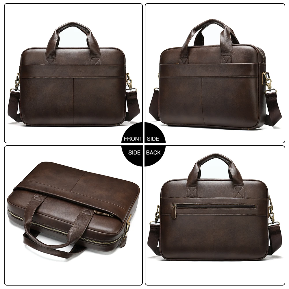 

Men's Bag Genuine Leather Men Briefcase for Laptop 14 Messenger Men's Leather Bag Business Portfolio for Document A4 7022