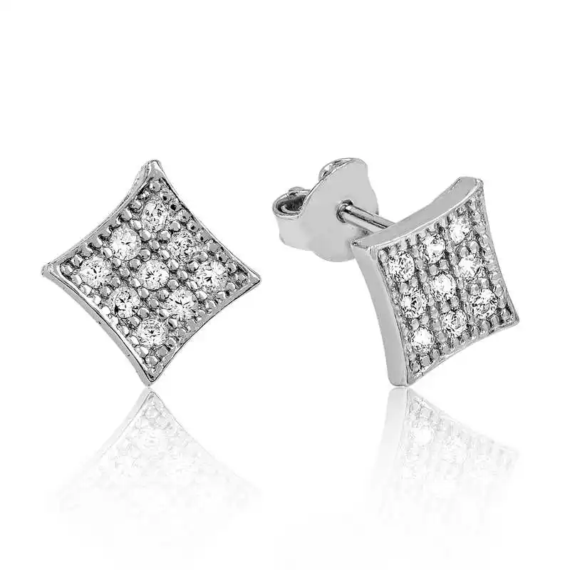 

Silverlina Silver White Cubic Zirconia Square Studded Earrings