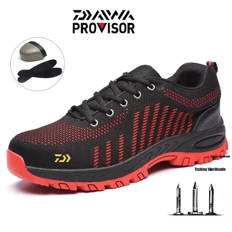 

Защитные ботинки DAIWA со стальным носком, дышащая сетчатая обувь для рыбалки, устойчивая к прокалыванию, для мужчин и женщин, летняя защитная ...