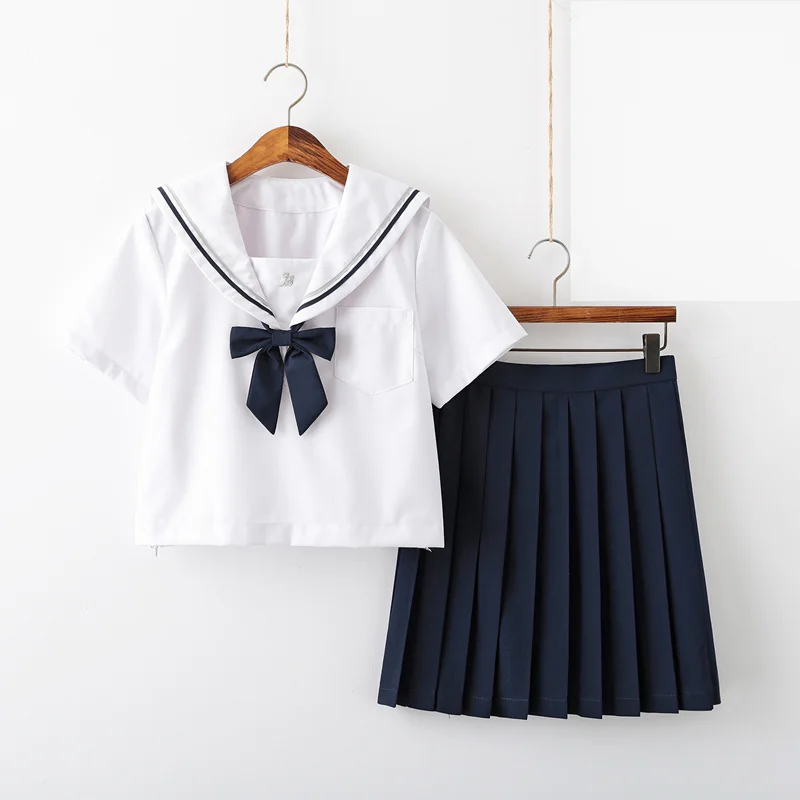 

2020 Japanese Fashion Soft Girl JK Uniform Sailor Suit Female College Style Pleated Soft Girl Middle Suit School Uniform 2XL