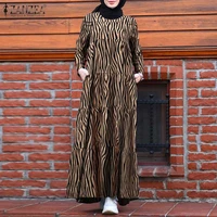 zanzea autumnlong sleeve printed muslim hijab dress 2021 women vintage long maxi sundress female robe vestido kaftan
