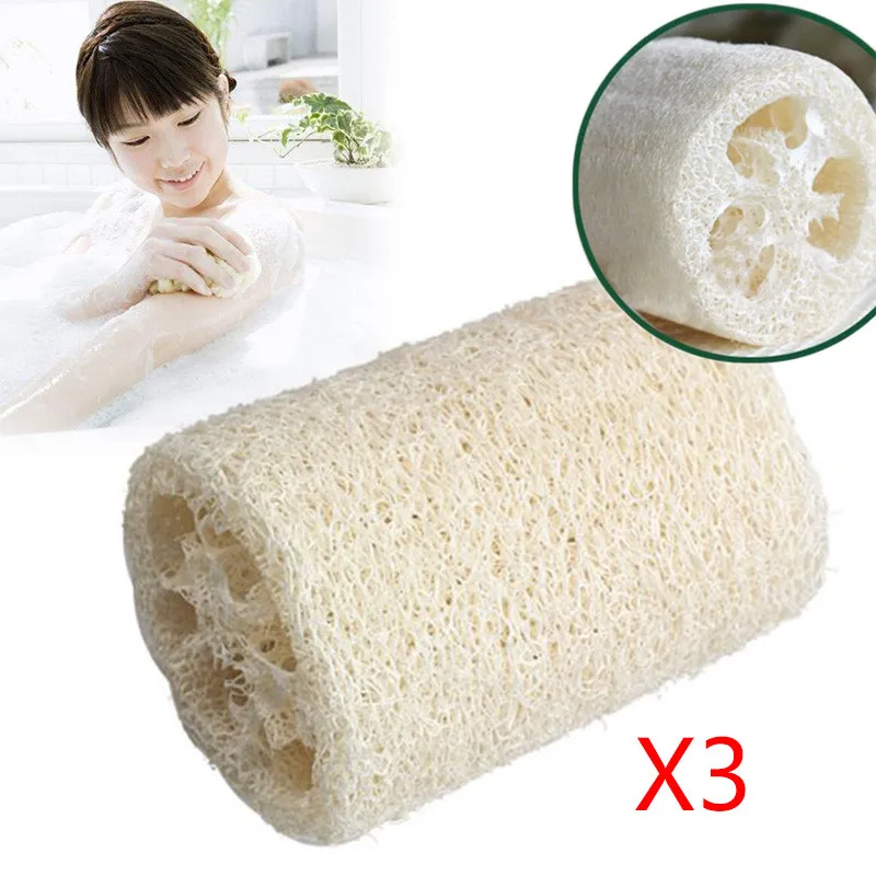 3 шт. люфы luffa Губка природа поставки спа отшелушивающая мочалка Body Wash Массажная