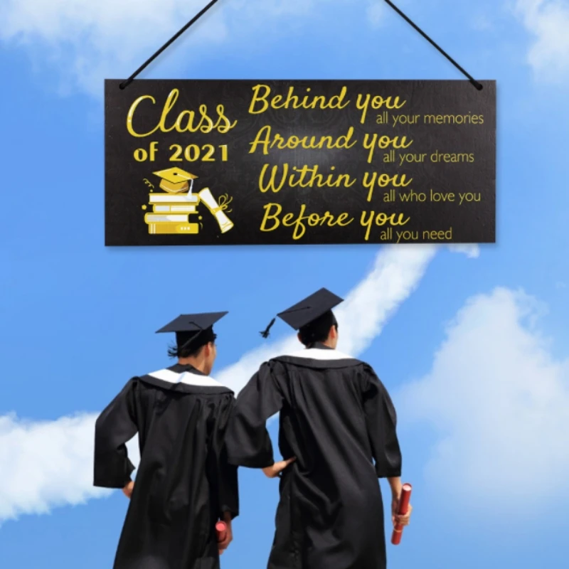 

Graduation Party Backdrop Class 2021 Congrats Prom Scene Setter Chic Wood Banners Cap Decorations Background