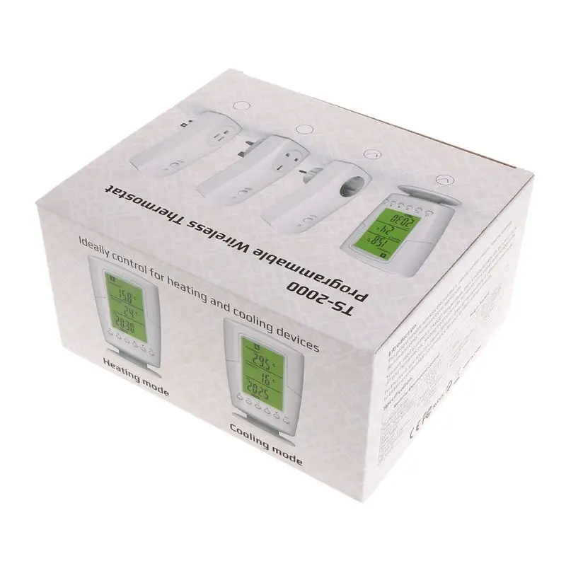 

Wireless Programmable Thermostat Socket Controller Heating & Cooling function With Remote Control + LCD Backlight EU plug