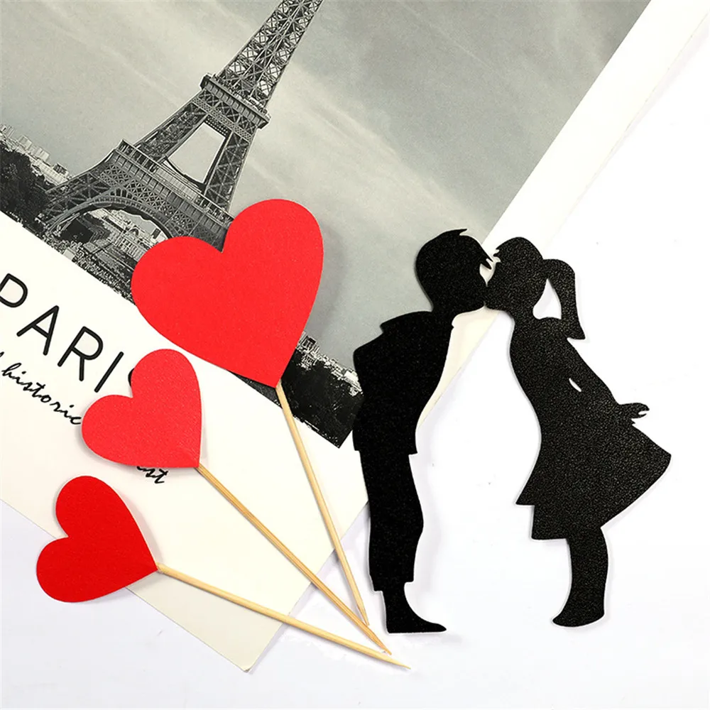 

Wedding Cupcake Topper Love Heart Sweet Lovers Cake Topper For Valentine's Day Wedding Birthday Party Cake Decoration Supplies