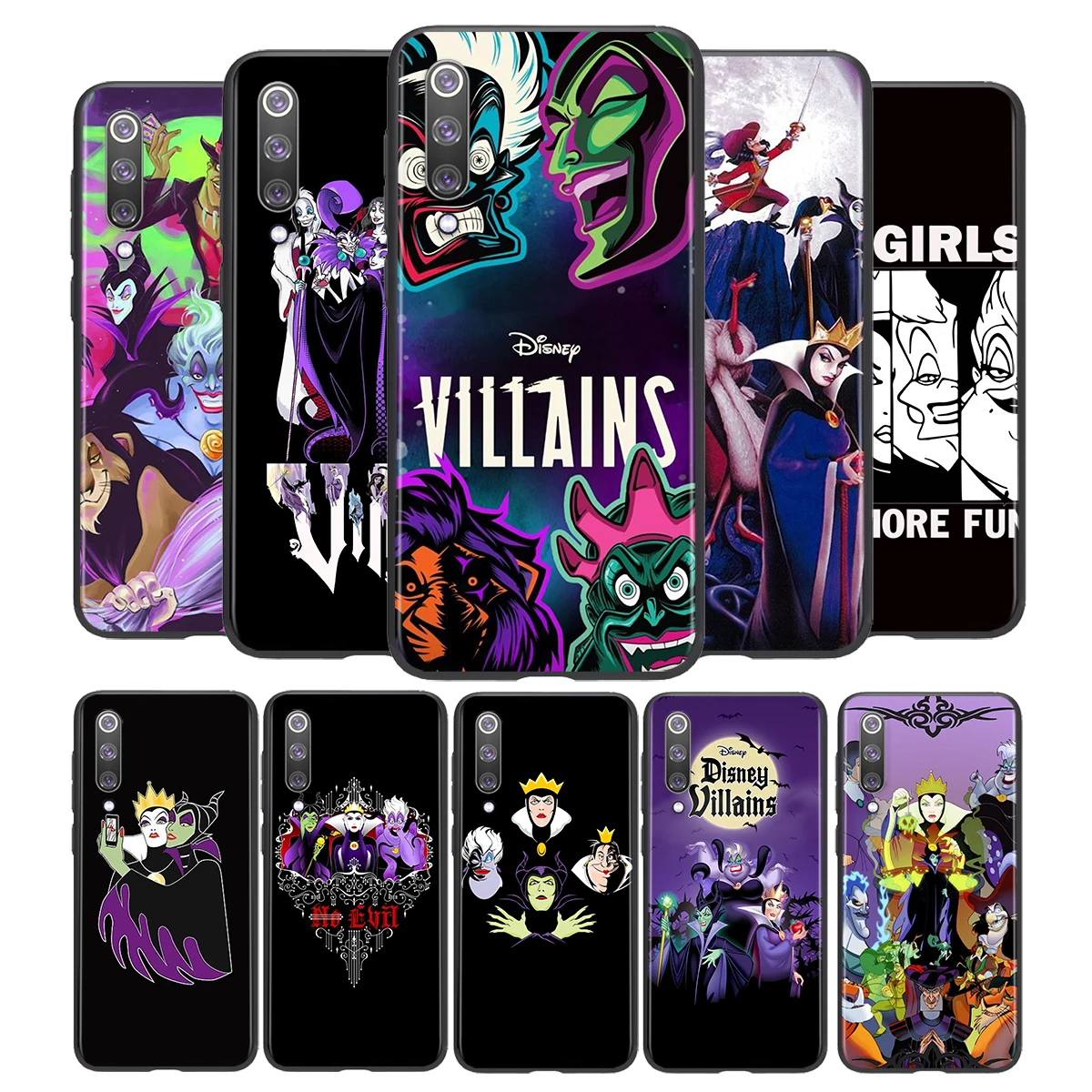

Disney villains combo Silicone Case For Xiaomi 12 11 11T 10T Note 10 Mi 9T Ultra Pro Lite 5G Soft Shockproof Black Phone Cover