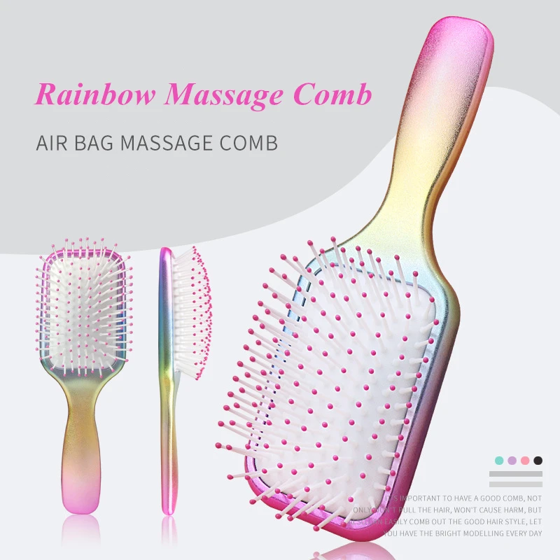 

Расческа с радужной воздушной подушкой Массажная расческа подушка безопасности для парикмахерской забота о здоровье Антистатическая пуши...