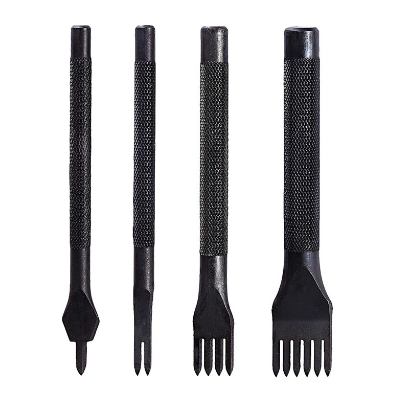 

Дырокол для работы с кожей, 1 + 2 + 4 + 6 зубьев, 4 шт.