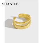 SHANICE 925 пробы Серебряное Открытое кольцо Normcore INS, необычная линия, Двухслойное кольцо, Женское кольцо в стиле панк, аксессуары, подарок