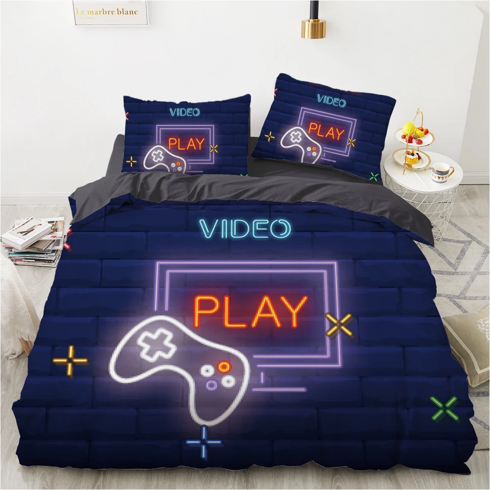 

bedding set duvet cover set bed linen euro For home gamer 3d bedclothes Queen King Single Full Double Size Customizable size
