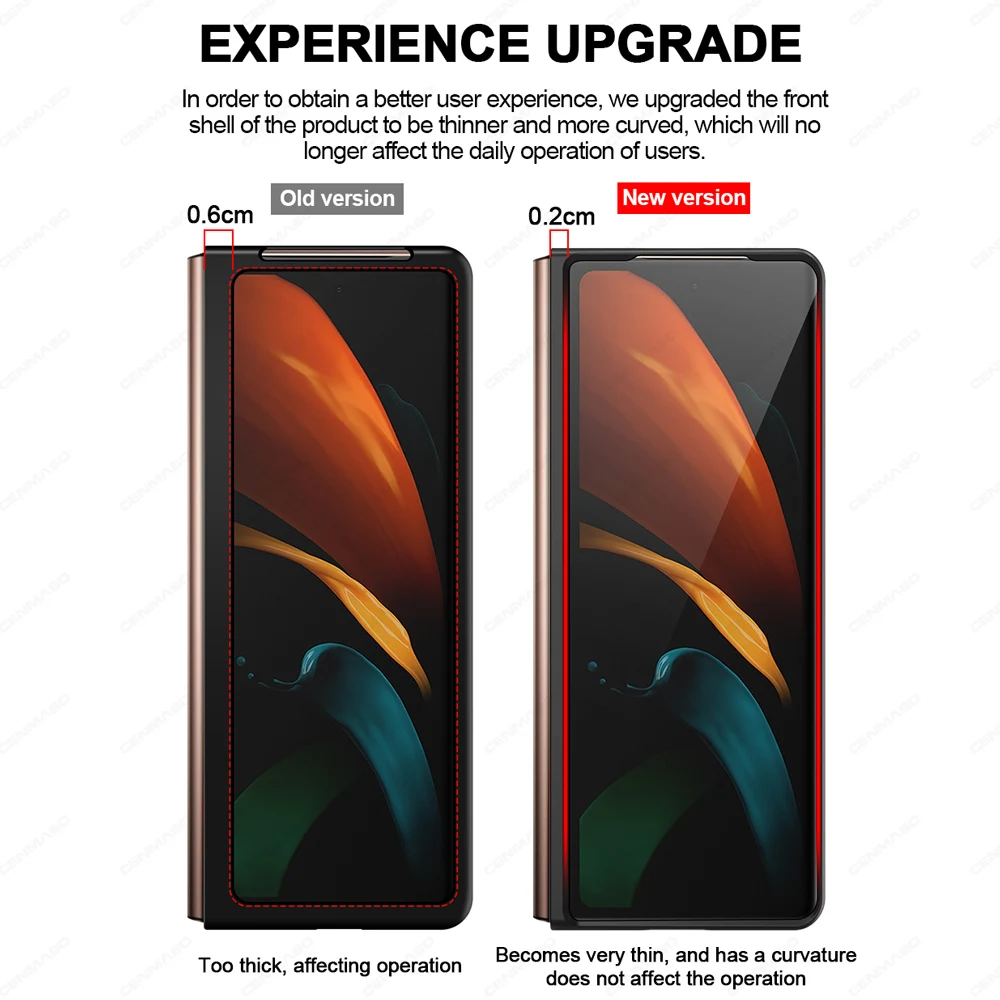 

For Samsung Galaxy Z Fold 2 Case CENMASO Original Luxury Genuine Leather Shockproof Protection Cover For Samsung Fold2 5G Case